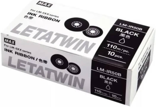 Max Letatwin Ink Ribbon LM-IR50B Pack of 10 for LM550 Printers, Black | LM5501