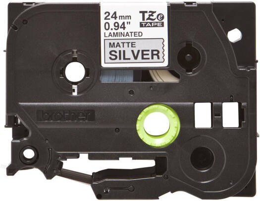 Brother TZe-M951 Black Letters on Matt Silver Laminated Tape, 24mm Width, 8m Long, High Quality Genuine Brother Cassette | Ze-M951