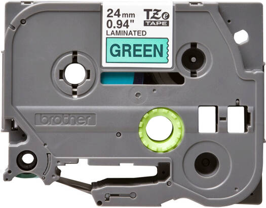 Brother TZe-751 24mm Black on Green Laminated Tape, 24 mm (W) x 8 m (L), Laminated, Brother Genuine Supplies | TZe-751
