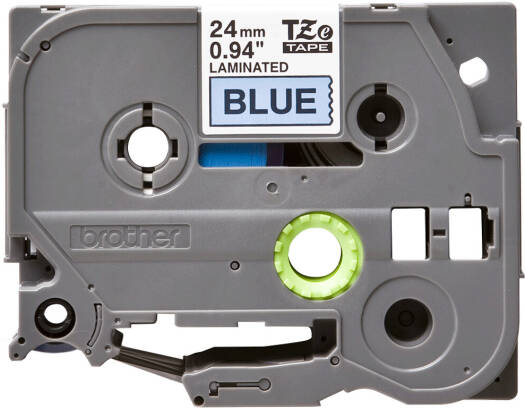 Brother TZe-551 24mm Black on Blue Laminated Label Tape, 24mm Wide, 8m Long, 60 Colour and Size Variations | TZe-551