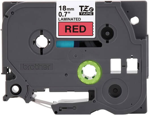 Brother TZe-441 18mm Black on Red Laminated Tape, 18mm Wide, 8m Long, Laminated for Indoor or Outdoor Use, Water-Resistant | TZe-441