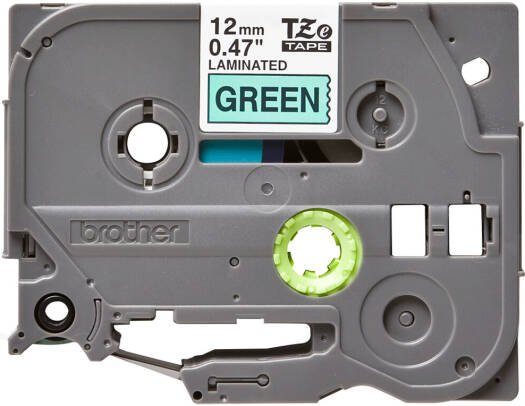 Brother TZe-731 12mm Black on Green Laminated Tape, 12mm Wide, 8m Long, High Quality Genuine Laminate Cassette | TZe-731