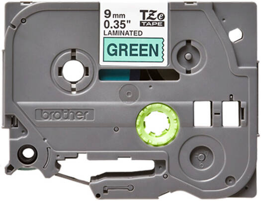 Brother TZe-721 9mm Black on Green Laminated Tape, 9mm Wide, 8m Long, High Quality Genuine Laminate Cassette | TZe-721