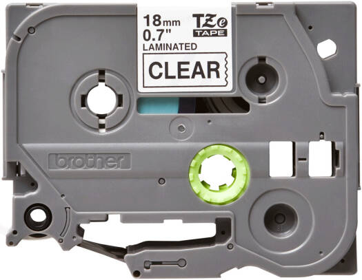 Brother TZE-141 Cassette Tape, 18mm Wide, 8m Length, Black on Clear Tape, Laminated | TZE-141