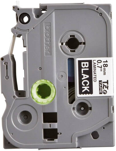 Brother TZE-345 Tape Cassette, 18mm Width, 8M Length, White on Black Tape, Laminated | TZE-345