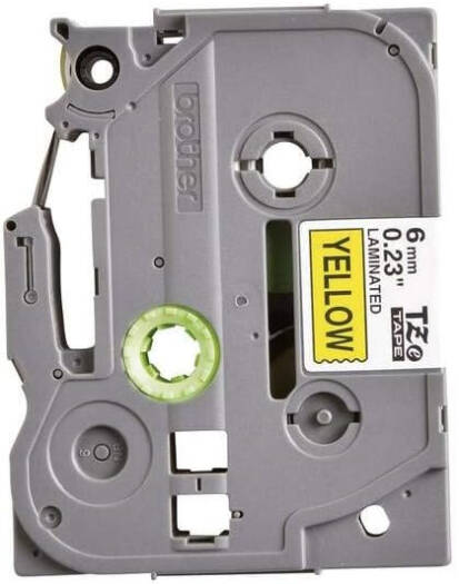 Brother TZe-611 Tape Cassette, Black on Yellow Label Tape, 6mm Width, 8M Length, Laminated | TZe-611