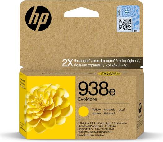 HP 938e EvoMore Yellow Original Ink Cartridge 4S6Y1PE Works With HP Officejet Pro 9720, 9730, 9120, 9120b, 9110b, 9130, 9130b