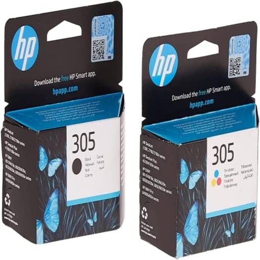 HP 305 Black Original Ink Cartridge (1) & HP 305 Tri-Color Original Ink Cartridge(1)-Pack of 10pcs