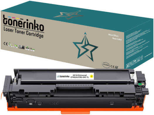 Tonerinko Compatible Toner Cartridge, for HP 201A, CF400A, CF401A, CF402A, CF403A, Color LaserJet Pro MFP M277dw, M252dw, M277n, M252n, M277c6 (Yellow 201A/Universal, CF402A/CRG-045 YL) | CRG-045 YL