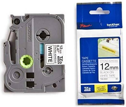Brother P-Touch TZE S231 Label Tape (12mm x 8m, Black On White)