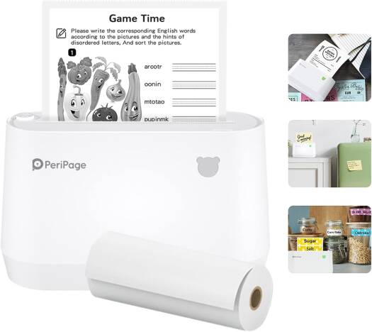 PeriPage A9s 304dpi Sticker Printer, Mini Thermal Printer, A9 Sticker Maker Machine, Portable Bluetooth Pocket Phone Printer for Anatomy Flashcards, Journal, Notes, White | A9s