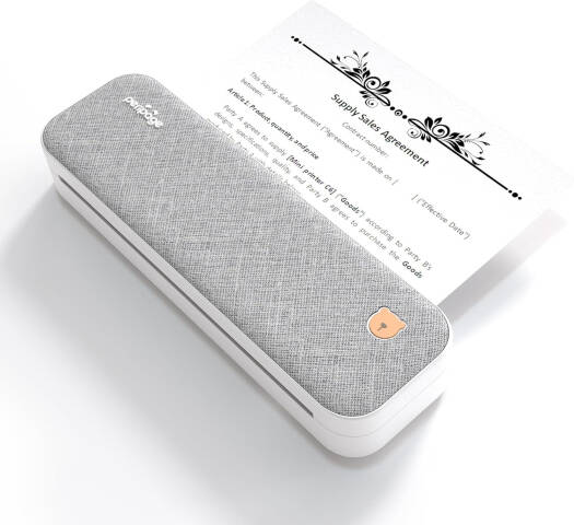 PeriPage A40 Portable Thermal Printer, 203dpi/304dpi Interface, 2600 mAh Battery, Thermal Paper Print Media, Wireless Inkless, Bluetooth Mobile Travel, Compatible with Android and iOS, Gray | A40