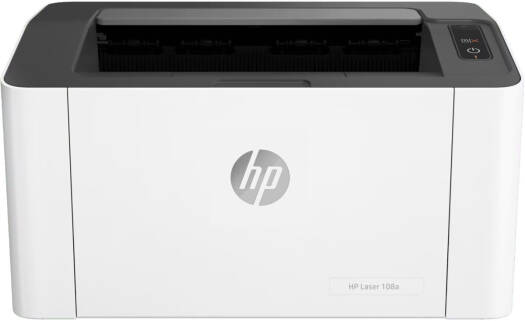 HP Laser 108a Printer, Single Function, Print, Hi-Speed USB 2.0, Up to 21 PPM Print Speed, 150-sheet Input Tray, 100-sheet Output Tray, 10,000-page Duty Cycle, White | 4ZB79A