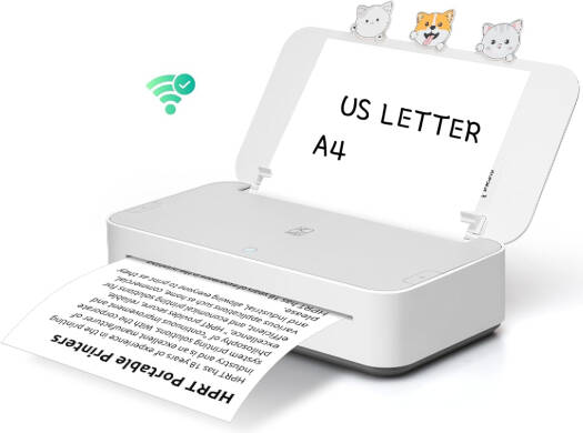 HPRT GT1 A4 Wireless Thermal Printer, USB & Wi-Fi Connection, 300DPI Resolution, Portable Inkless Printing, Compact Design for Home, Office, Travel & Mobile Devices, White | GT1