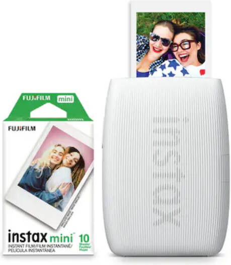 Fujifilm Instax Mini Link 3 Smartphone Printer Bundle, Bluetooth 5.1 Connectivity, Prints 2 x 3" Photos, Add 3D AR Effects via INSTAX AiR Studio, Customizable, Print Photos, Clay White | 74101210385