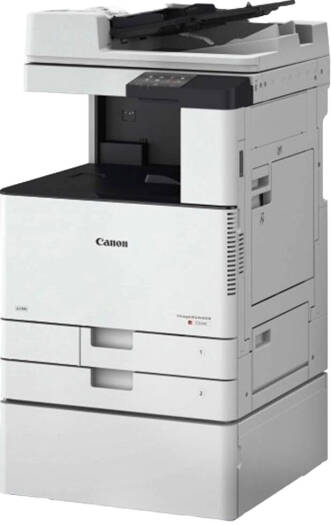 Canon imageRUNNER C3226i A3 Multifunctional Printer, 7 Inch TFT LCD WVGA, 250 Sheets Output Capacity, Up to 26/26 ppm Print Speed, With WIFI, 2 Trays, with Generic Wooden Stand, White | C3226i