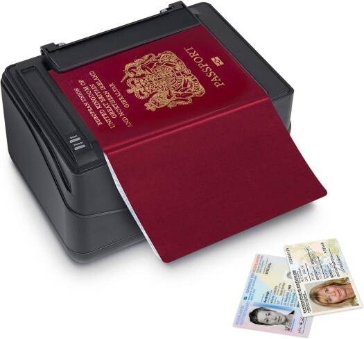 Plustek SecureScan X Mini Passport Reader MRTD Scanner with CMOS Sensor, 1 Second Scan Speed, USB Powered, Supports IDs and Passports, USB 2.0, Black | SecureScan-X-Mini