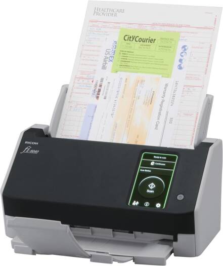 Ricoh fi-8040 Image Scanner, 2x CIS Image Sensor, 40ppm Simplex & 80ipm Duplex Scanning Speed, Up to 600 dpi Optical Resolution, Overlap Detection (Ultrasonic Sensor), Length Detection | PA03836-B001