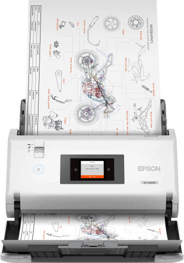 Epson WorkForce DS-32000 Large-Format Document Scanner, 90 PPM / 180 IPM Scan Speed, 120 Sheets Paper Tray Capacity, Advanced Colour Dropout, Duplex, White | B11B255401BB