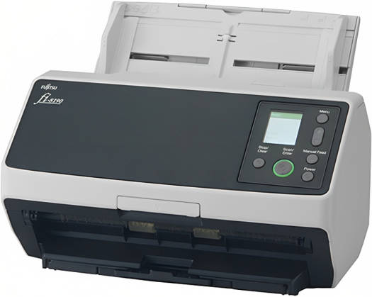 RICOH Fi-8190 Image Scanner with 100 Page ADF, 90 ppm Simplex & 180 ipm Duplex Scan Speed, Up to 600 dpi, Optimized HQ Images, 24-bit, Grayscale, USB, Ethernet, Black-Light Gray | PA03810-B001