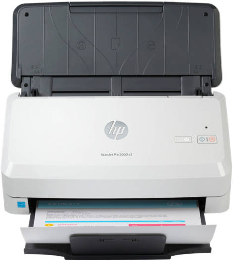 HP ScanJet Pro 2000 S2 Sheet-Feed Scanner, One Touch Scanning, 600 dpi Scan Resolution, 3500 Pages Duty Cycle, 35 ppm Scan Speed, 50-Sheet Automatic Document Feeder, White | 6FW06A