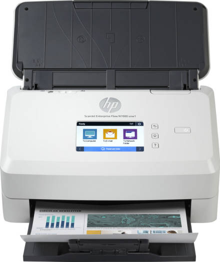 HP ScanJet Enterprise Flow N7000 snw1 Scanner, Scans Up To 75 ppm / 150 IPM, 4.3'' Color Touchscreen, Includes 80 Page ADF, One Pass Duplex Scanning, Sheetfed, Wi-Fi / USB / Ethernet, White | 6FW10A