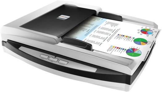 Plustek SmartOffice A4 Scanner, CIS x2 Image Sensor, 50 Sheets ADF Capacity, 1200 x 1200 dpi in Flatbed & 600 x 600 dpi in ADF, 40 ppm/80 ipm Scanning, White / Black | PL4080