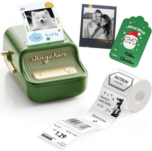 NIIMBOT B21 Pro Label Printer with Larger Labels, 300 DPI HD Labeling Machine, Photo Printer for Photos, Notes, Study Graphics, for Home, Office or DIY Projects, Green | B21Pro