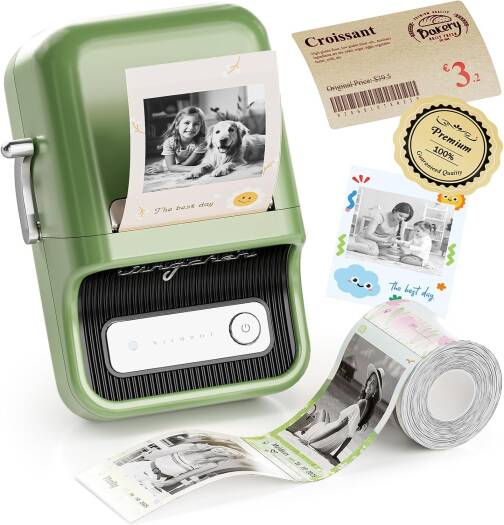 NIIMBOT B21 Pro Sticker Printer, 300DPI, Fun APP, Portable Inkless Label Printer, Bluetooth Sticker Maker for DIY Crafts, Notes, Scrapbook, Photo, Custom Labels, Green | B21-Pro-G