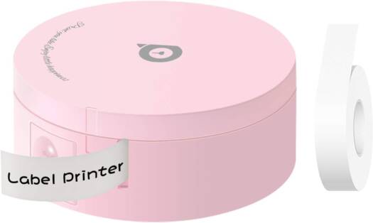 PeriPage Bisofice L1 Mini Pocket BT Label Maker Sticker, 203 dpi, Portable Thermal Printer, Inkless Label with 1 Roll of Paper Stickers for iOS Android Smartphone, Pink | L1 EU