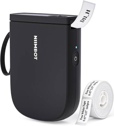 NIIMBOT D11-H Label Maker 203dpi, Portable Bluetooth Thermal Printer, Inkless Smart Sticker Machine, Mini Label Printer, Black | D11-H-BLACK