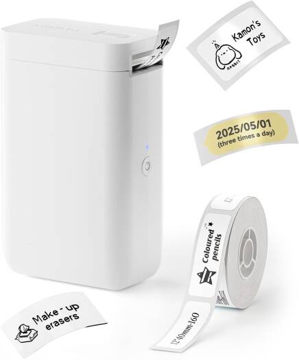 NIIMBOT D101 Label Makers with 1 Roll 0.47''x1.57'' Tape, Portable Smart Sticker Printer, Mobile Phone Editable, Adjustable Print Width 0.5 to 1 Inch, White | D101