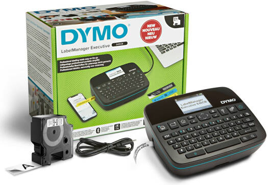 Dymo LabelManager Executive 640 CB Box QWY Keyboard, High-Resolution Screen, 6mm to 24mm Widths, USB-C & Bluetooth Low Energy Technology, Space-Saving, Black | 640CB