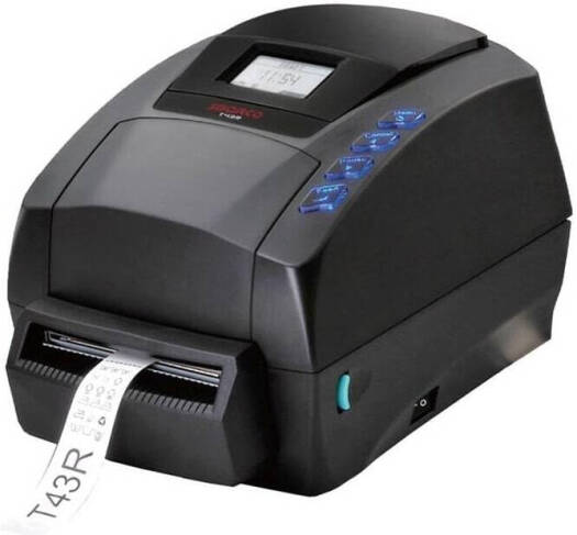 Sbarco T43R Plus 300 DPI Thermal Transfer Label Printer With Cutter, 300 DPI Resolution, LCD Display, Thermal Transfer / Direct Thermal Print Technology, Black | T43R Plus