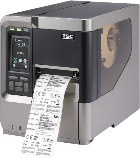TSC MX241P Industrial Label Printer, 457 mm/sec Print Speed, 203 x 203 DPI Max Resolution, 10.4cm Max Printing Width, 1D & D2 Support, Wired Connectivity, Gray | MX241P-A001-0002