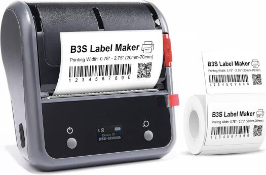3 Inch Label Printer B3S with Tapes, Bluetooth Thermal Labels Maker Small Business Sticker Printers, Suits for All Purpose Labels Barcode Price Text, Compatible with iOS & Android