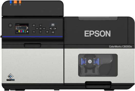 Epson ColorWorks C8000e (MK) Industrial Colour Label Printer, LCD Control Panel, Up to 600x1200 DPI, Up to 300mm/sec Print Speed, Permanent Printhead, Nozzle Verification Technology, | C31CL02102MK