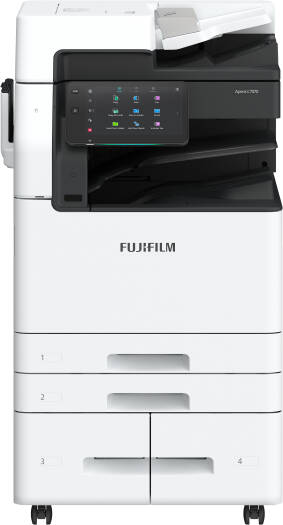 Fujifilm Apeos C7070 Multifunction Printer, 70 PPM Print Speed, 1200 x 2400 Max Resolution, 10.1" Touch Panel, 250 Sheets Duplex ADF Capacity, 520 x2 + 840 + 1230 + 90 Sheet Bypass, White | C7070