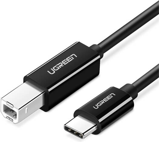 UGREEN US241 USB-C To USB 2.0 Printer Cable, 2 Meter, Compatible With PC, MacBook, Desktop, Laptop, Fast And Reliable Connection With Printers Of Various Brands, Black | 50446