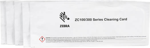 Zebra Cleaning Card Kit, For ZC100 and ZC300, Max Card Supported 5000 Images, Maintain Printer Performance & Reliability, White | 105999-311