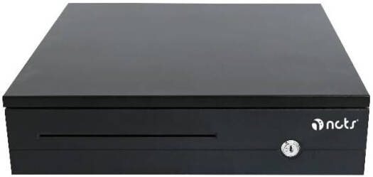 NCTS CD2 Cash Drawer, 5 Bill Metal Wire Grippers, 8 Adjustable Coin Slots, 1 Media Posting Slot, 3-Position Lock Key, Rj11, RJ12 Interface, Robust Steel Construction, Black | NCTS-CD2