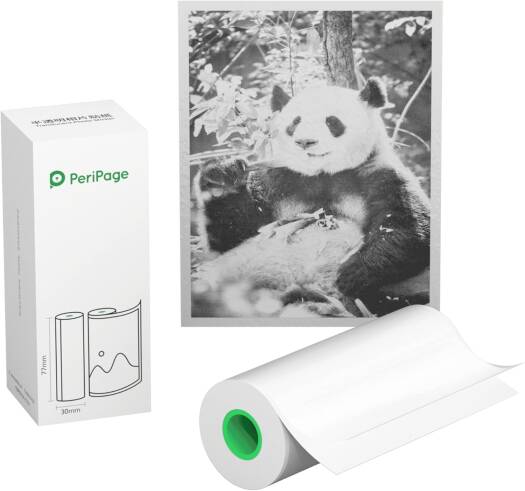 PeriPage 1 Roll in Box Translucent Photo Sticker Thermal Paper, 77x30mm (3inch) For A3, A9s MAX and Other 3inch Thermal Printers, Translucent Photo Sticker, White | 1RB