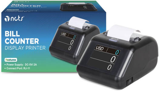 Receipt Printer for Money Counting Machine NCTS MP01 Mixed Denomination External Display + Printer in One, Connects via RJ-11 Plug, Thermal Receipt Printer Suitable for 58mm, Black | MP01
