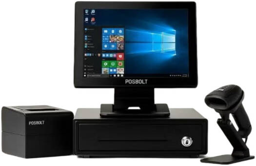 POSBOLT P622 4210U All-in-One POS System Combo, 15″ Touch Screen Display, Intel Core i5-5210U, 8GB Memory, 256GB SSD, Windows 10 Pro Trial, Cash Drawer & Barcode Scanner | P622-4210U