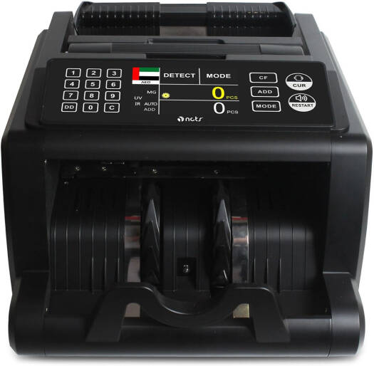 NCTS-MC11 Bill Counter, 3.5" TFT Display, 200 bills Hopper & Stacker Capacity, 1000pcs/min Counting Speed, 4 Digits Counting Display, UV, 5MG, IR, DD Detection, Black | NCTS-MC11