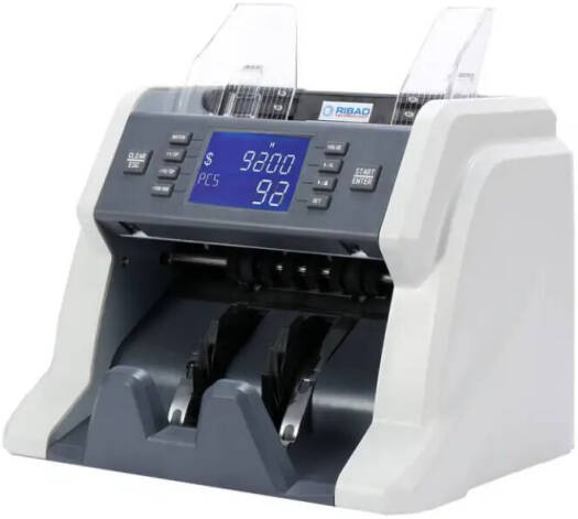 Ribao BC-30 Money Counter with UV Detect, 3.5" Segment LCD Display, 500 Hopper Capacity, 200 pieces Stacker Capacity, Preset Value Count, Continuous Counting Mode, Automatic/Manual Start Mode | BC-30