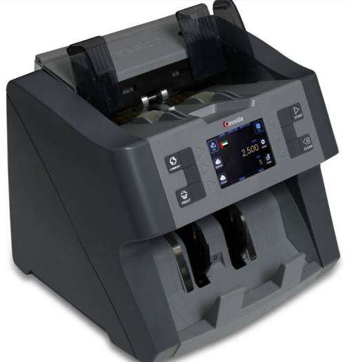 Cassida Xpecto 10- Currency Mix Value Counter with Dual CIS, 3.3" Touchscreen, Counting/sorting speed 1200 Bills per minute, Counterfeit 3D, Ultraviolet, Magnetic, Gray | CASSIDA XPECTO
