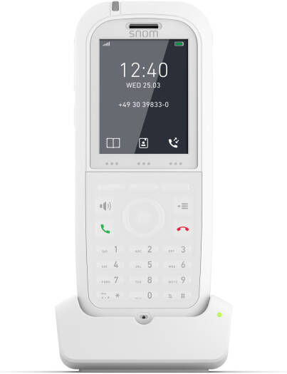 Snom M90 DECT Handset, Alarm Button, IP65 Protected Handset, Backlit Keypad, Vibration Alarm, Belt Clip, Antibacterial Housing (JIS-Z2801), DECT, Bluetooth, White | M90