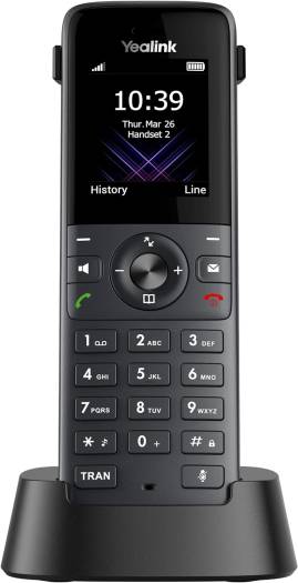 Yealink W73H Cordless Extension Handset, 1.8" Color Screen With Intuitive UI, Full-Duplex Speakerphone, Notification Light, Hard Keypad with Backlight, Hearing Aid Compatibility, Black | W73H