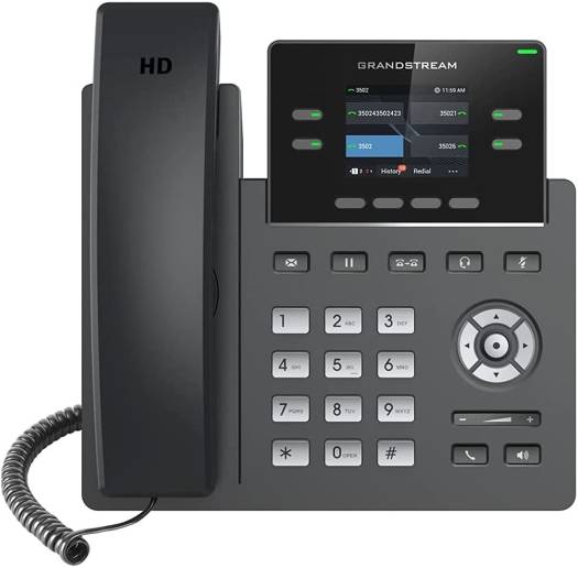 Grandstream Carrier-Grade 2-line IP Phone, Built-in Dual-band Wi-Fi Support, Up to1000 Mbps Gigabit Ethernet Ports with Integrated PoE, Cdecs G.722 and Opus, Gray | GRP2612W